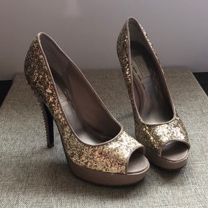 Gilttery gold heels